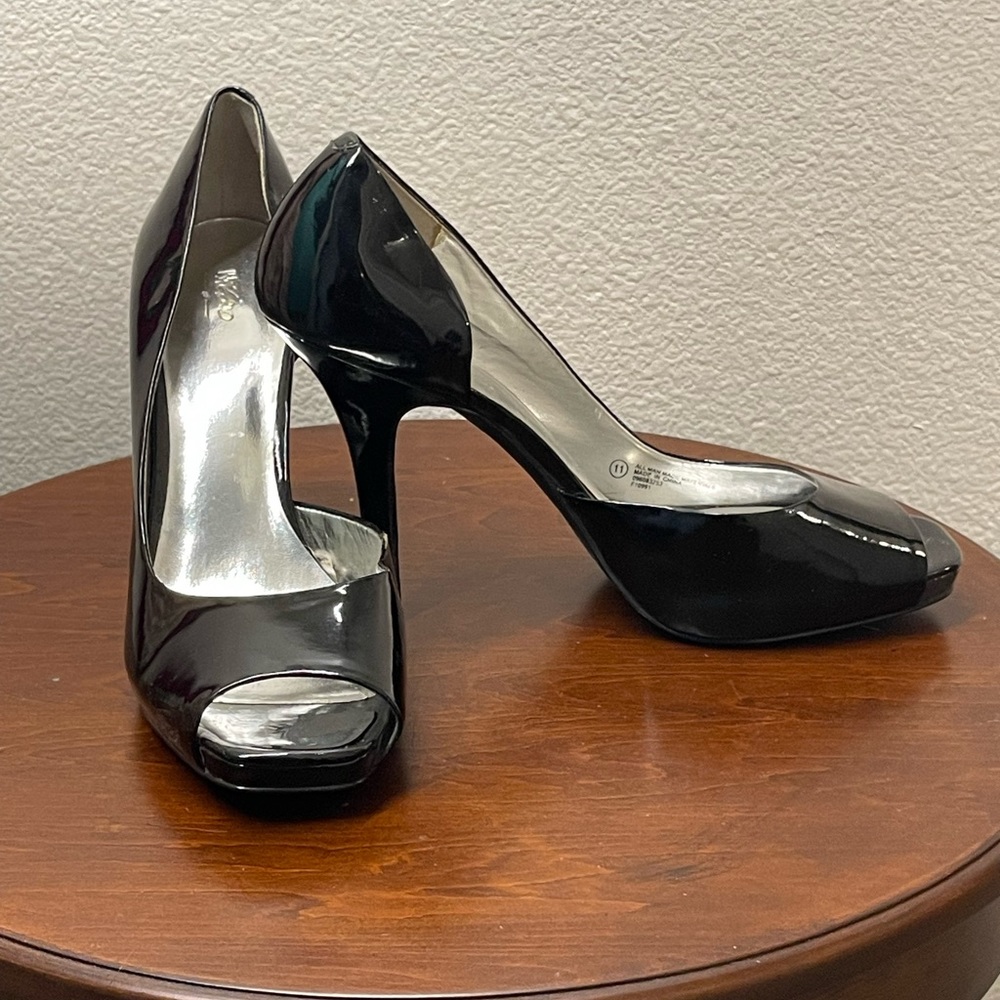 Black open toe heels (size 11)